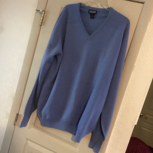 Mens XL-Tall Lands End, Blue, 100% Lambswool, V-Neck, Ragland sleeve sweater - Picture 1 of 7